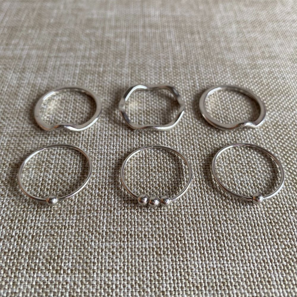 Stackable Silver Rings - Set of 6